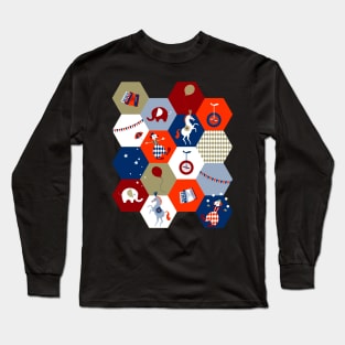 circus hexagons red-blue-fawn Long Sleeve T-Shirt